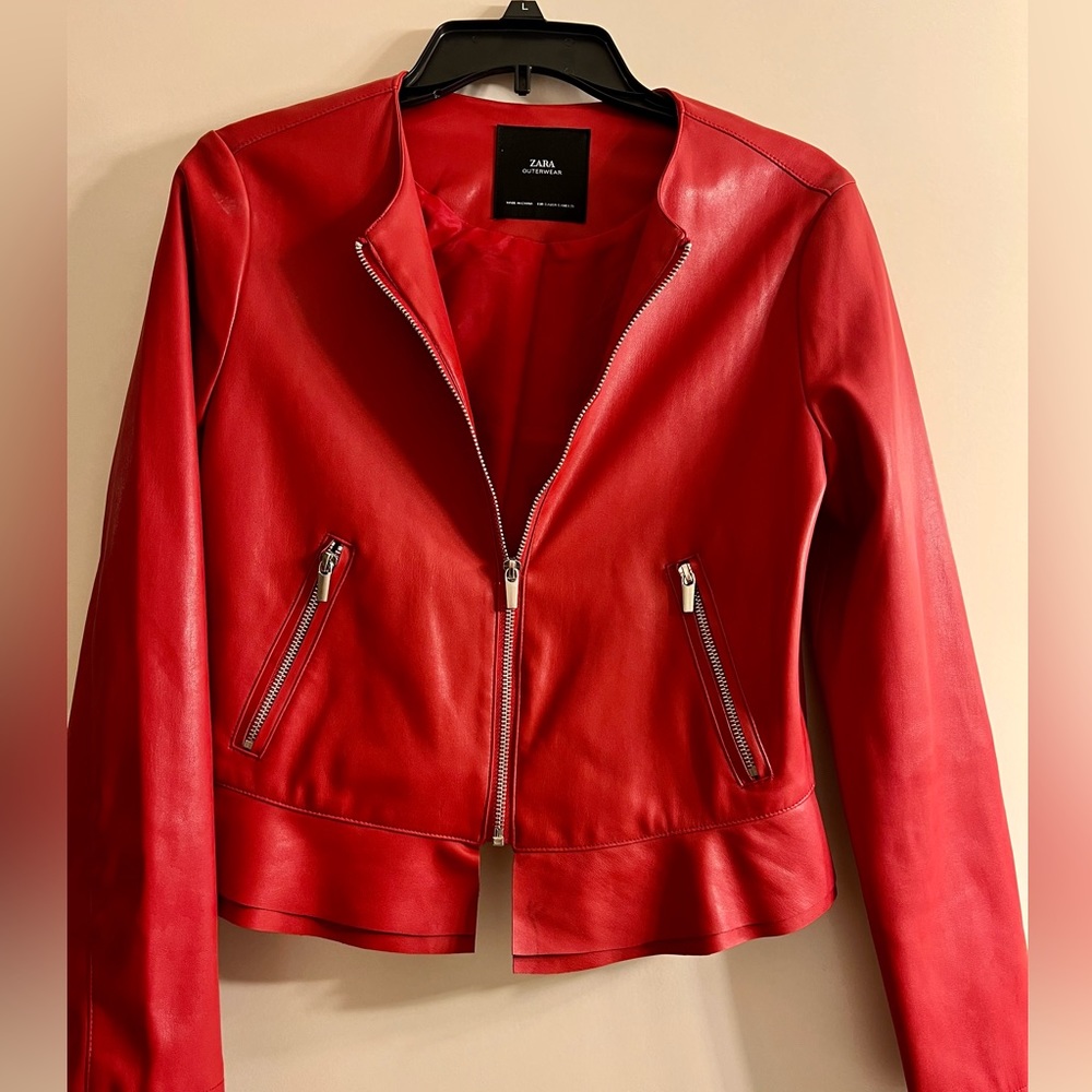 Red Zara faux jacket
